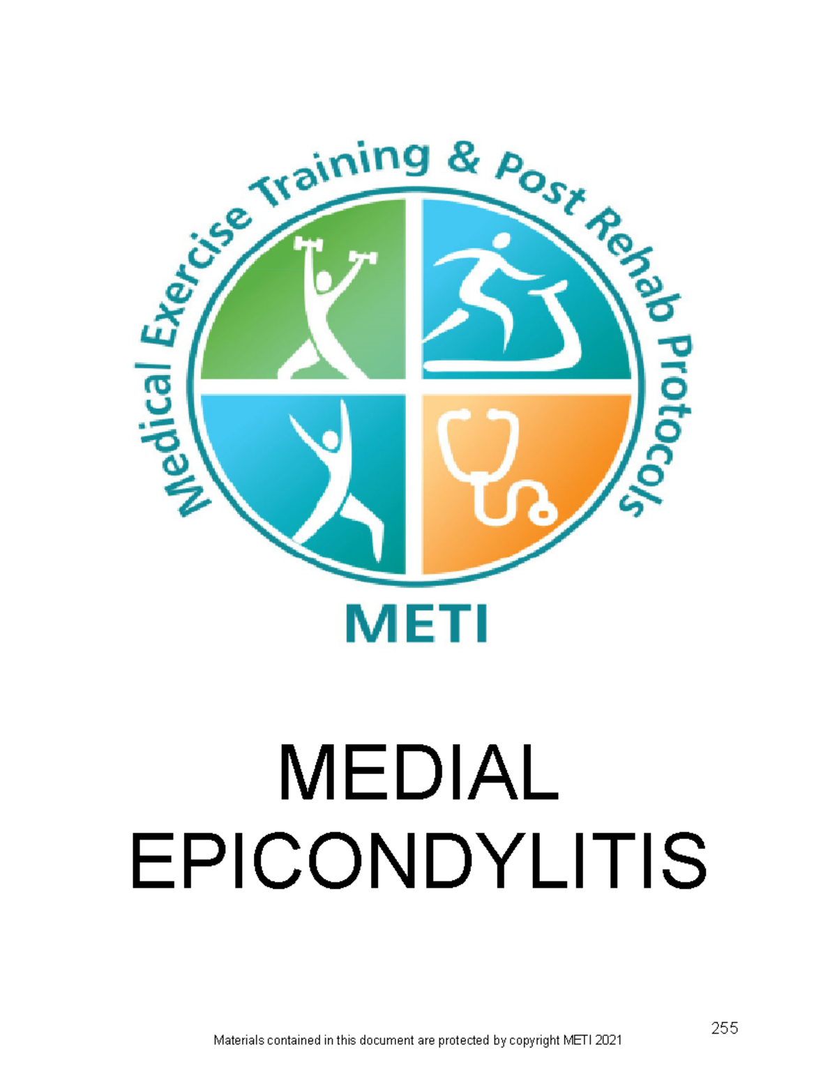 Medial Epicondylitis Protocol - Medial Epicondylitis 255 Medial 