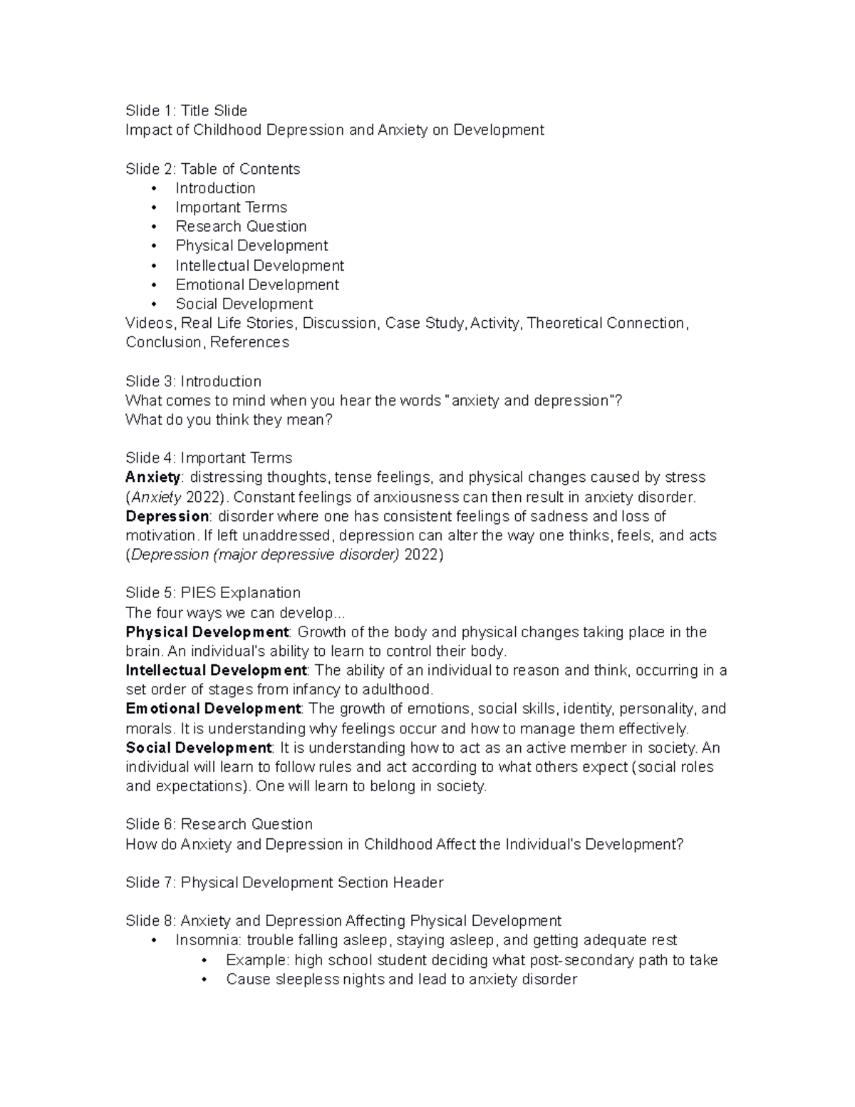 Psychology CPT Notes Slide 1 Title Slide Impact of Childhood Depression and Anxiety on Studocu