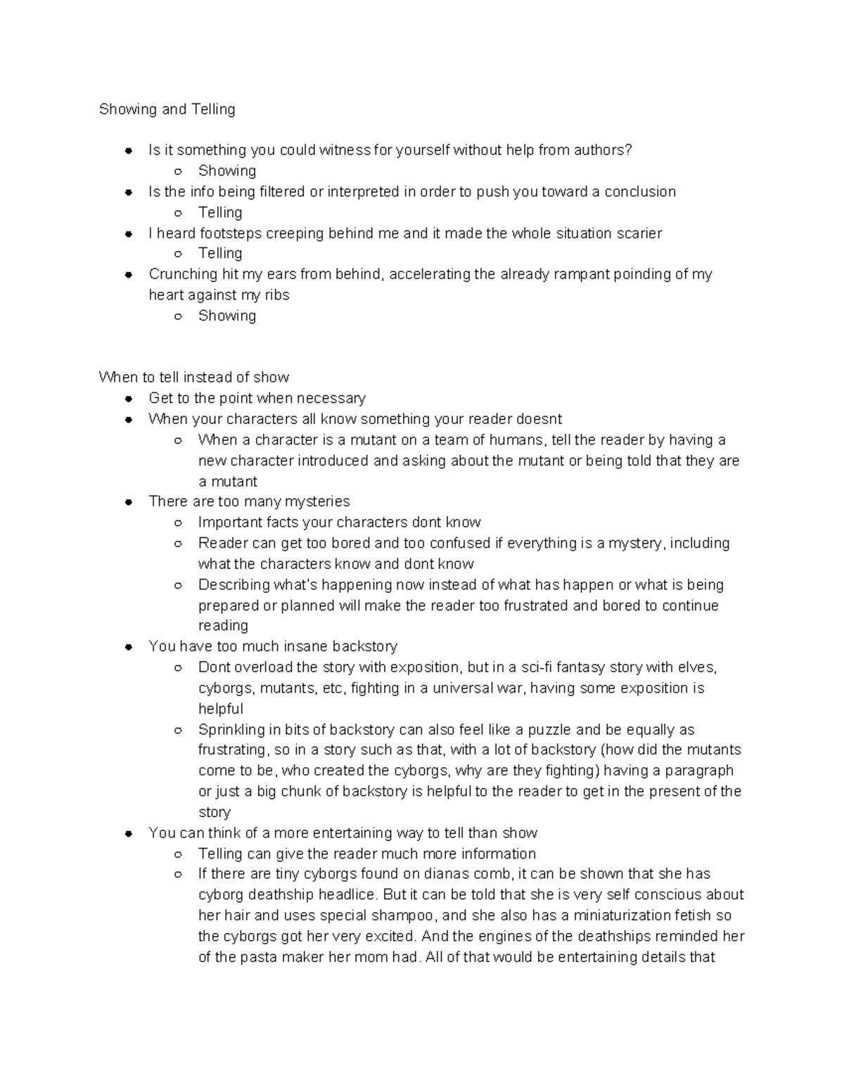 COM Notes - Showing and Telling Is it something you could witness for ...