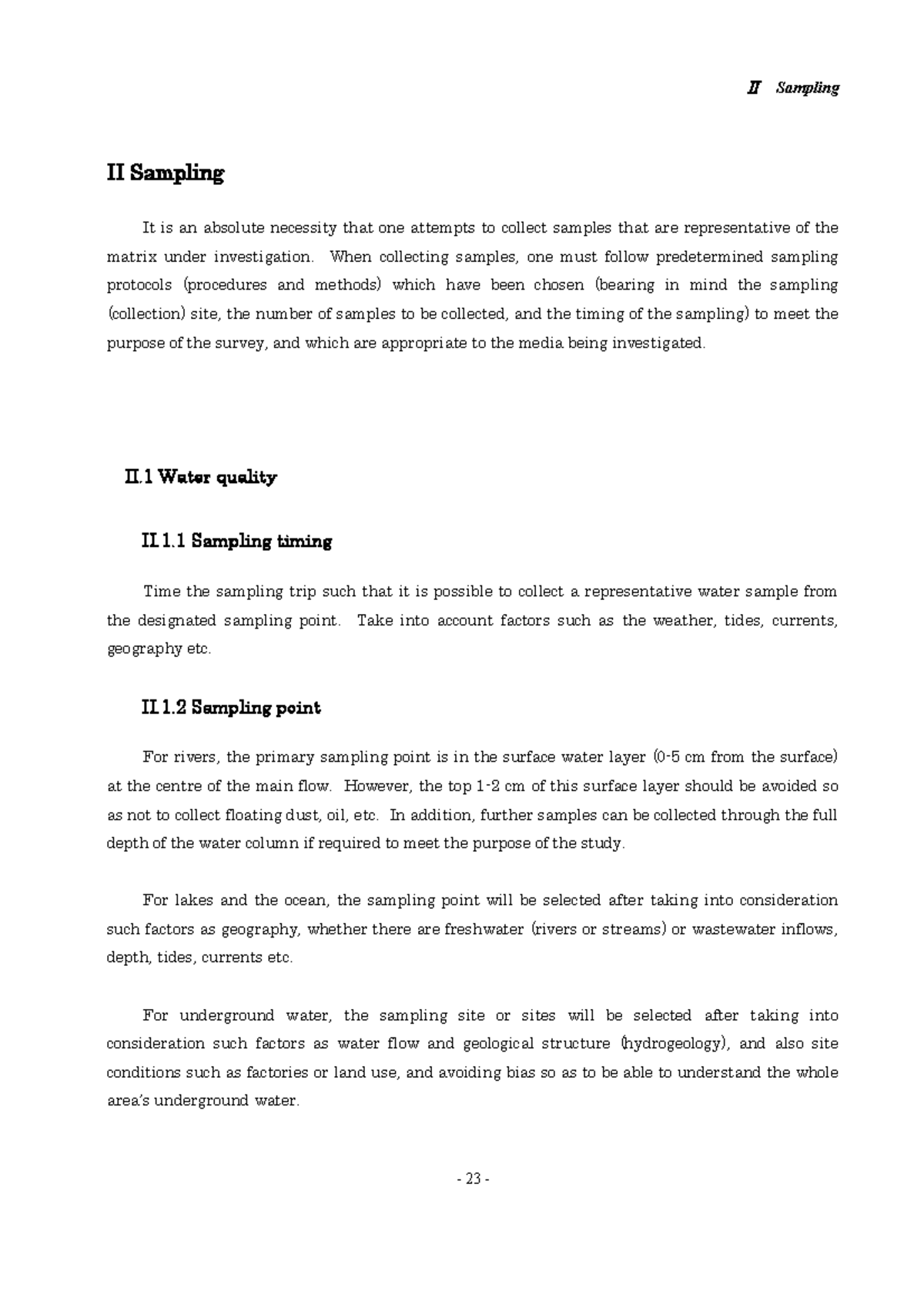 Sampling guideline - II Sampling It is an absolute necessity that one ...