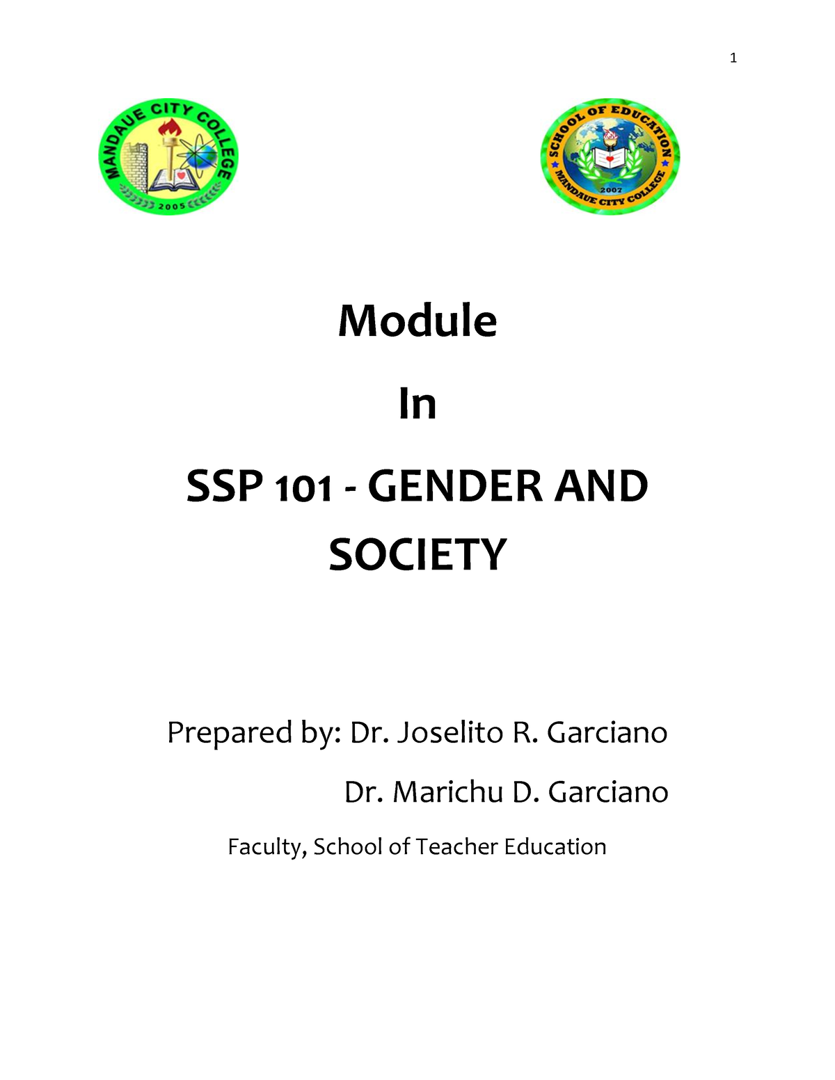 September 9 Module Gender AND Society - Module In SSP 101 - GENDER AND ...