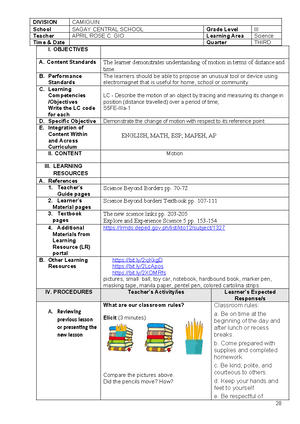 Pril - example - I. OBJECTIVES A. Content Standards The learners ...