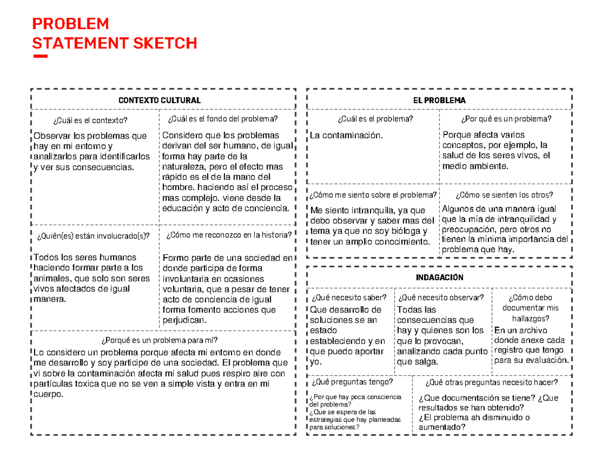 Toolkit Problem Statement Sketch ED - PROBLEM STATEMENT SKETCH ¿Cuál es ...