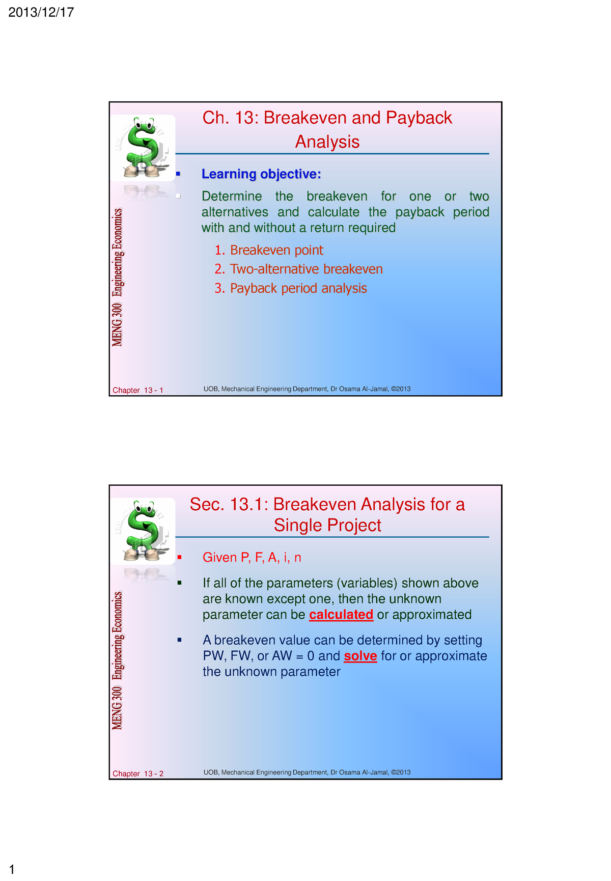 Chapter 13 - Engineering Economy Slides For Engineering Economy Blank ...