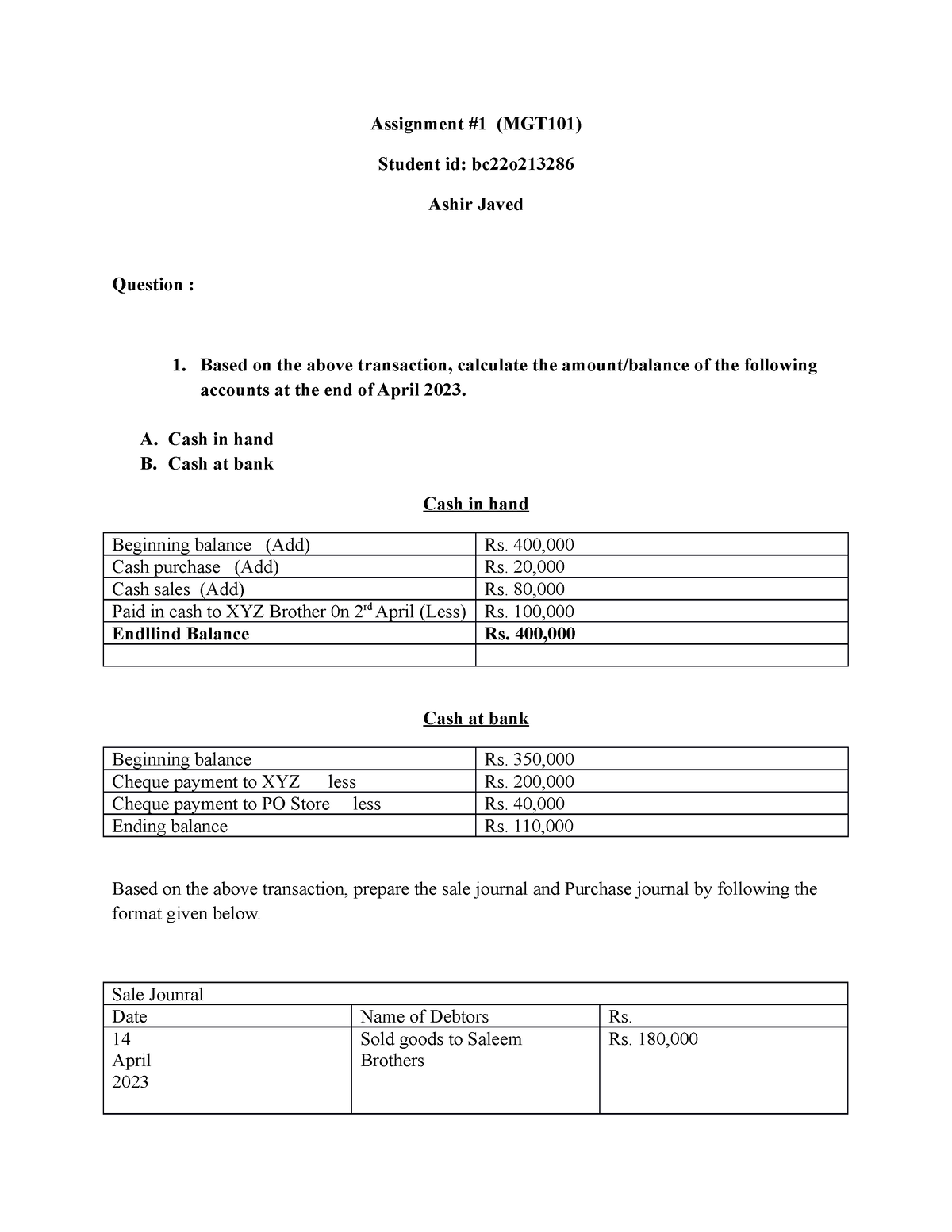 Answer Mgt101 2023 - Financial Accounting - VU - Studocu