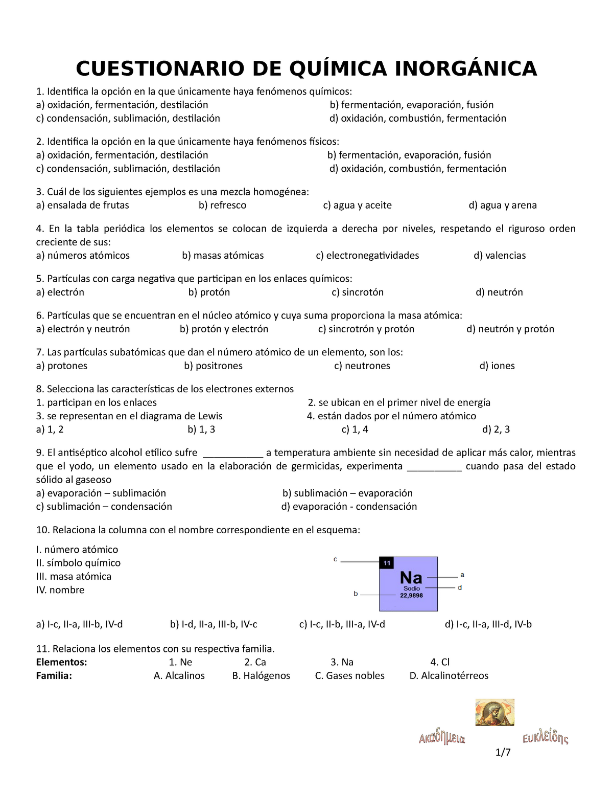 Cuestionario De Quimica Inorganica Ii Cuestionario De QuÍmica InorgÁnica Identifica La 4957