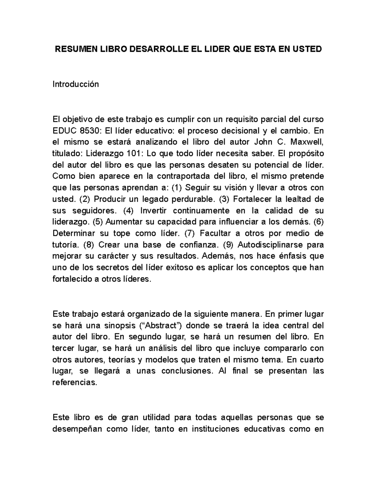 59698512 Resumen Libro Desarrolle El Lider Que Esta En Usted - RESUMEN ...