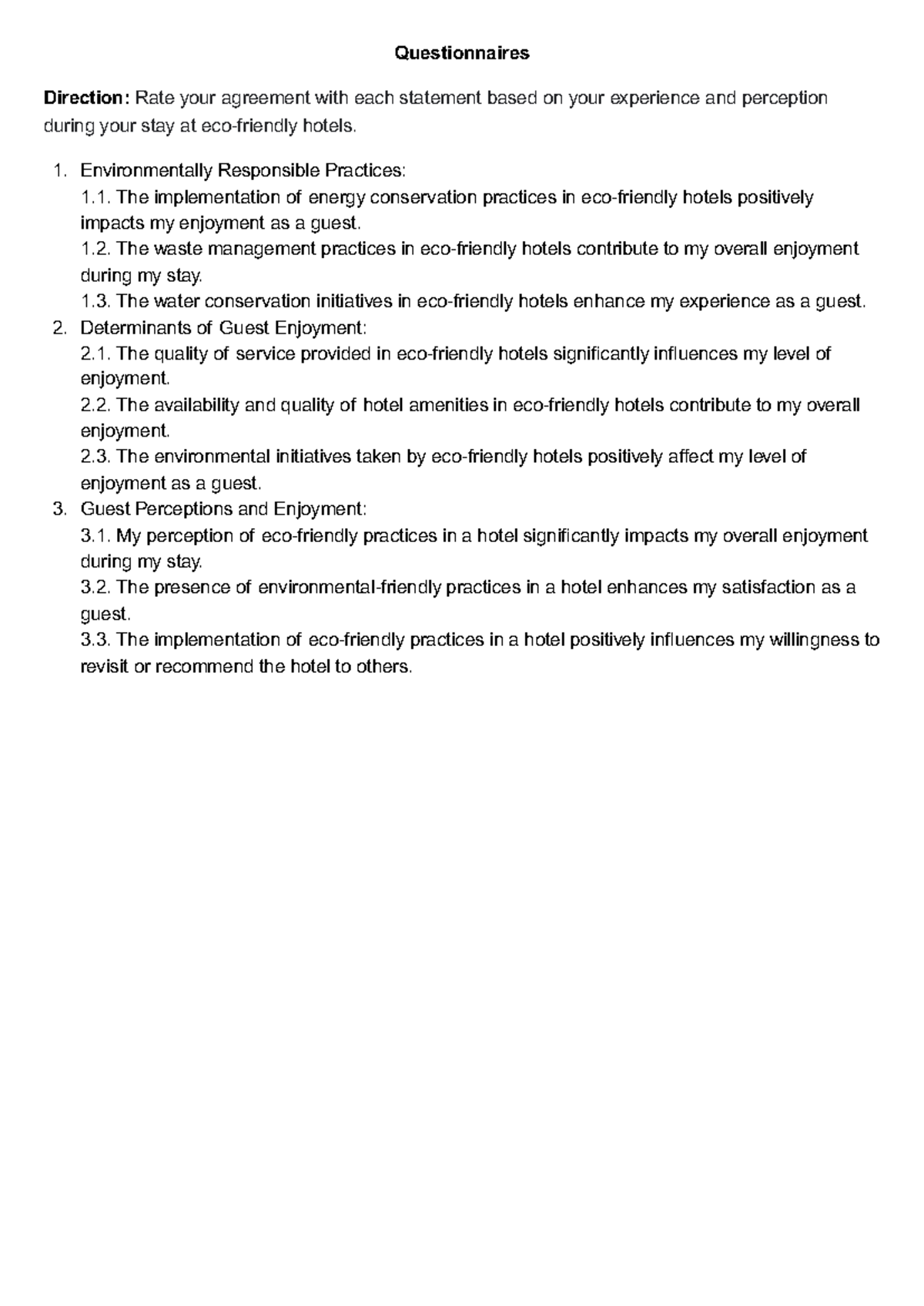 Questionnaires - This contains 9 questions for research ...