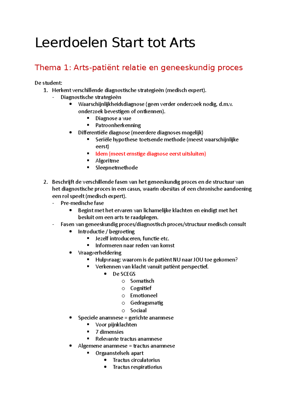 Leerdoelen Start Tot Arts Thema 1 - Herkent Verschillende Diagnostische ...