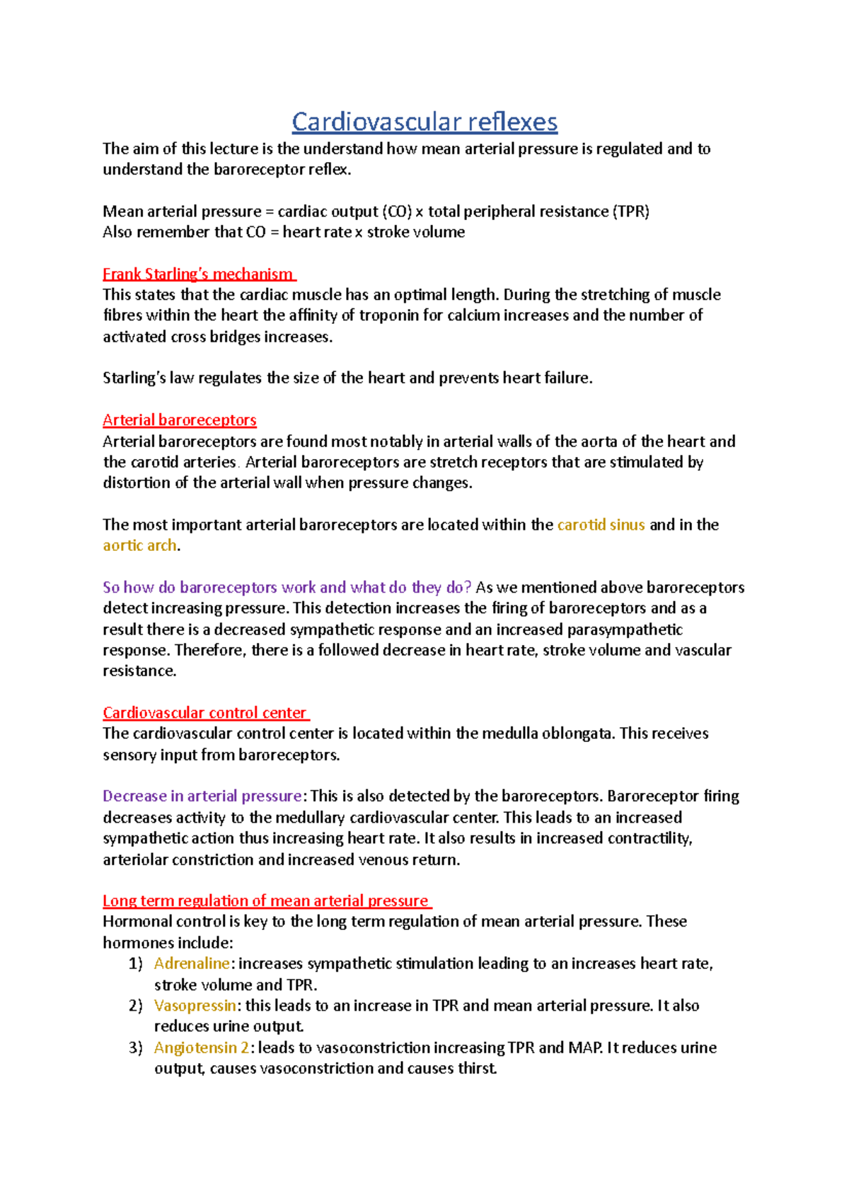 5 Cardiovascular reflexes Cardiovascular reflexes The aim of this