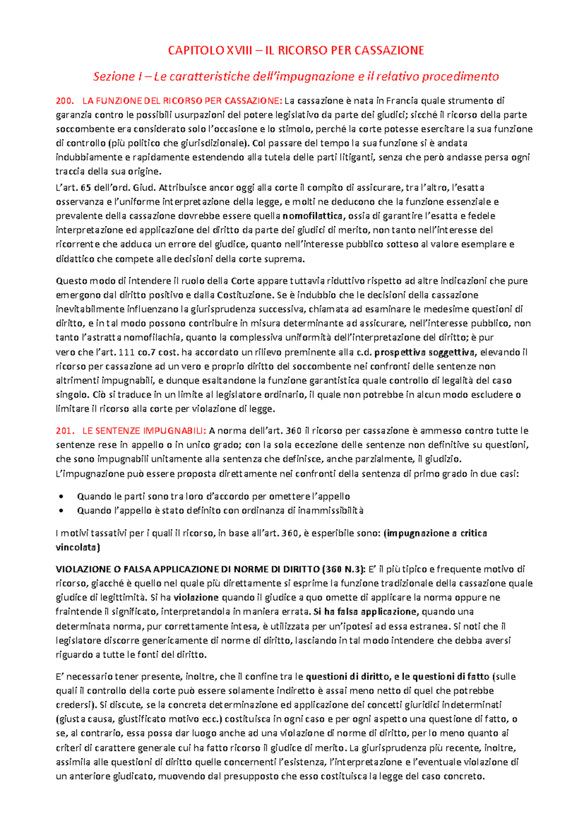 IL Ricorso IN Cassazione CAPITOLO XVIII IL RICORSO PER CASSAZIONE