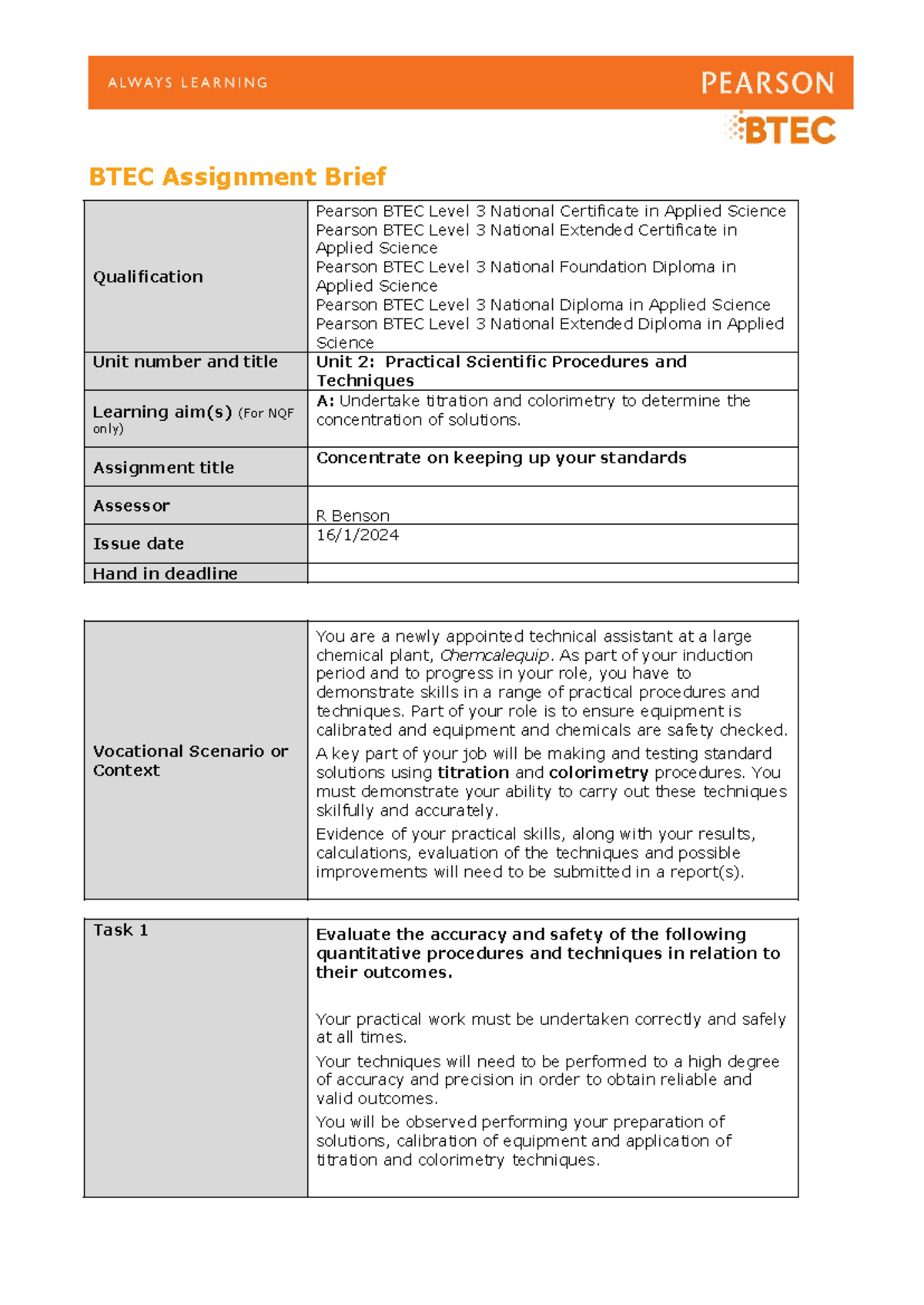 btec authorised assignment briefs