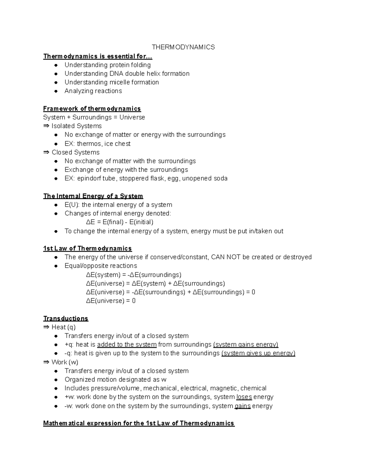 BICH thermo notes - THERMODYNAMICS Thermodynamics is essential for ...