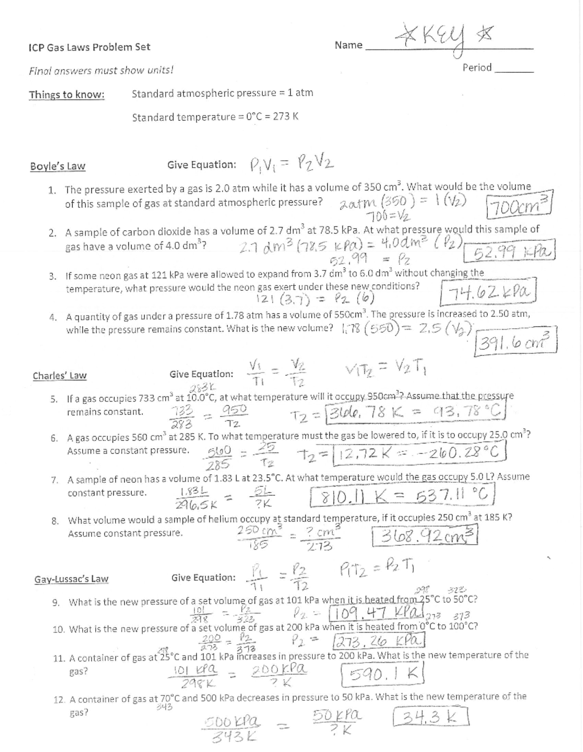 Gas Law Problem Set Answer Key - Studocu