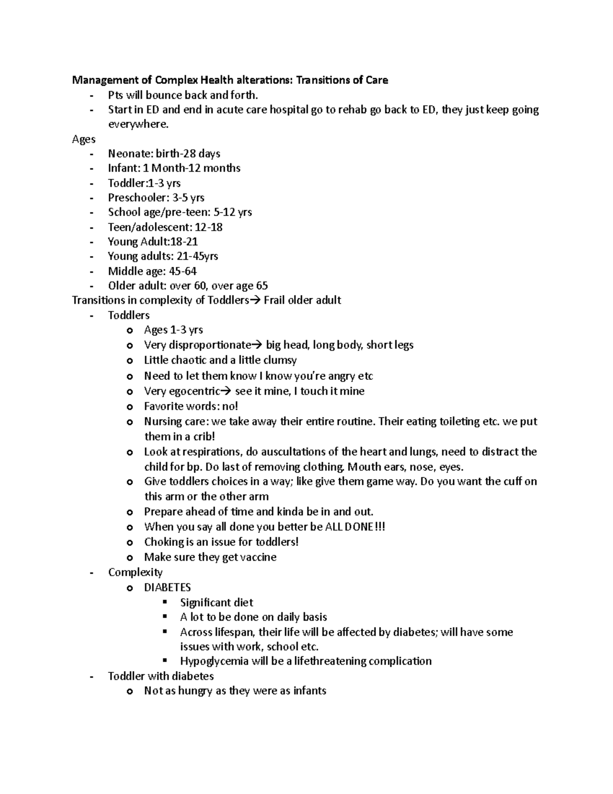 Notes EXAM 1 - Exam 1 Objectives - Management of Complex Health ...
