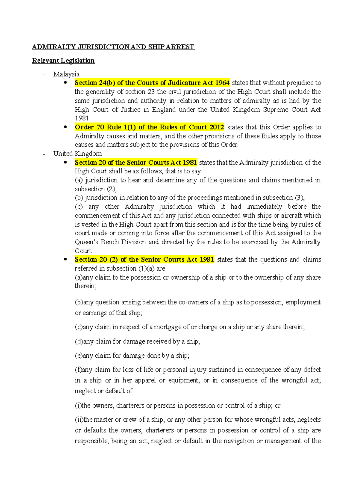 Chapter 5 Admiralty Jurisdiction ADMIRALTY JURISDICTION AND SHIP