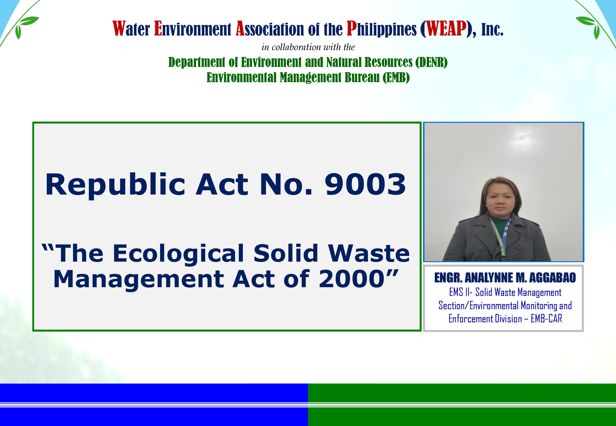 RA 9003 The Ecological Solid Waste Management Act Of 2000 – Analynne ...