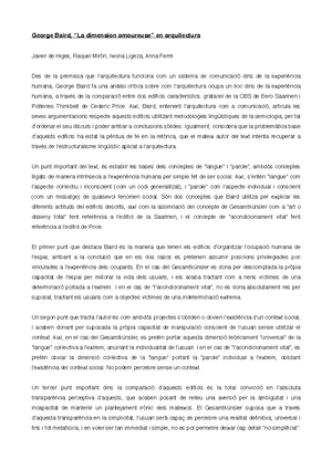 Teoria DE L - TEORIA DE L’ARQUITECTURA TEMA 1. LA FI DE LA MODERNITAT ...