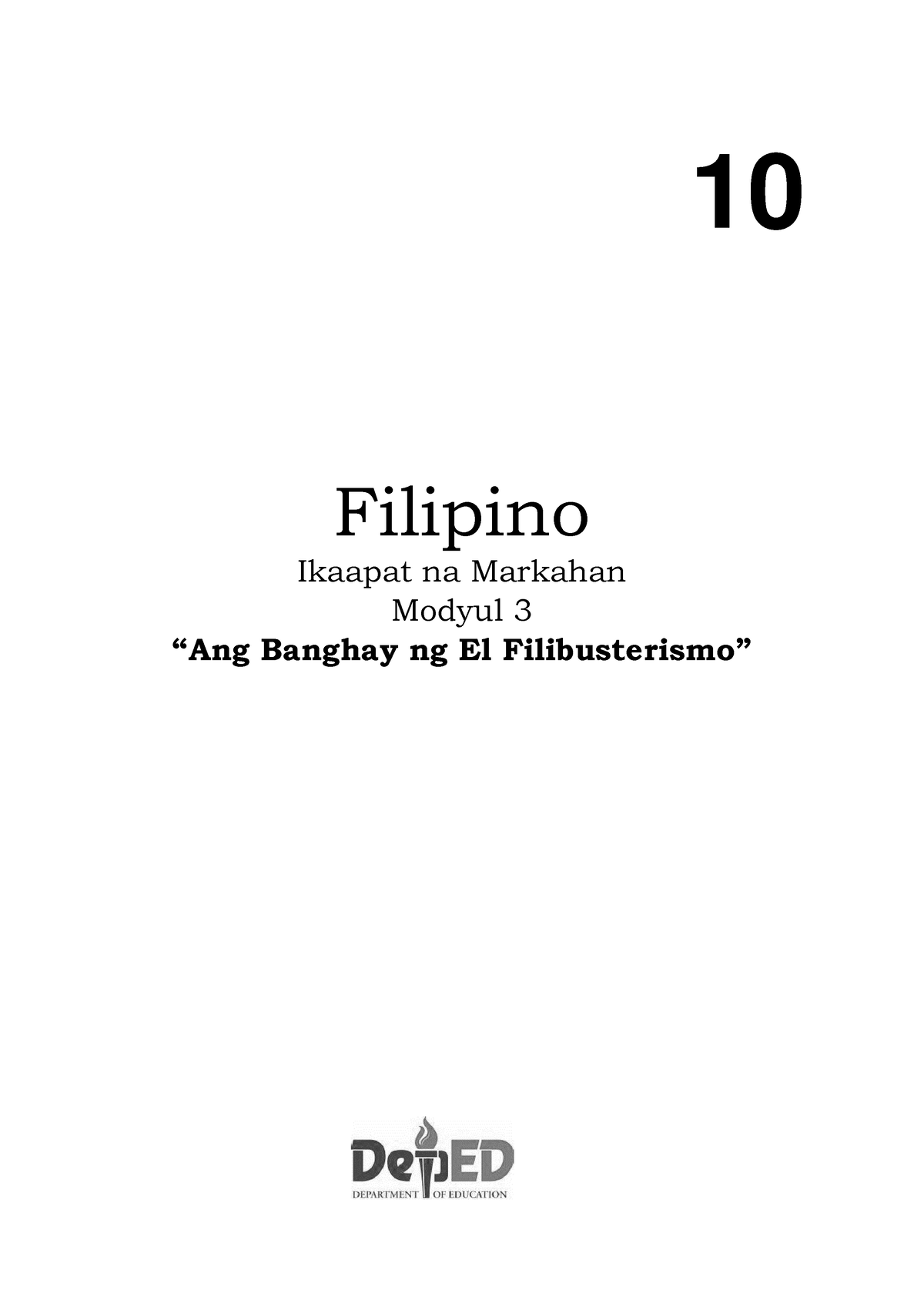 3 Q4 Filipino - 10 Filipino Ikaapat Na Markahan Modyul 3 “Ang Banghay ...