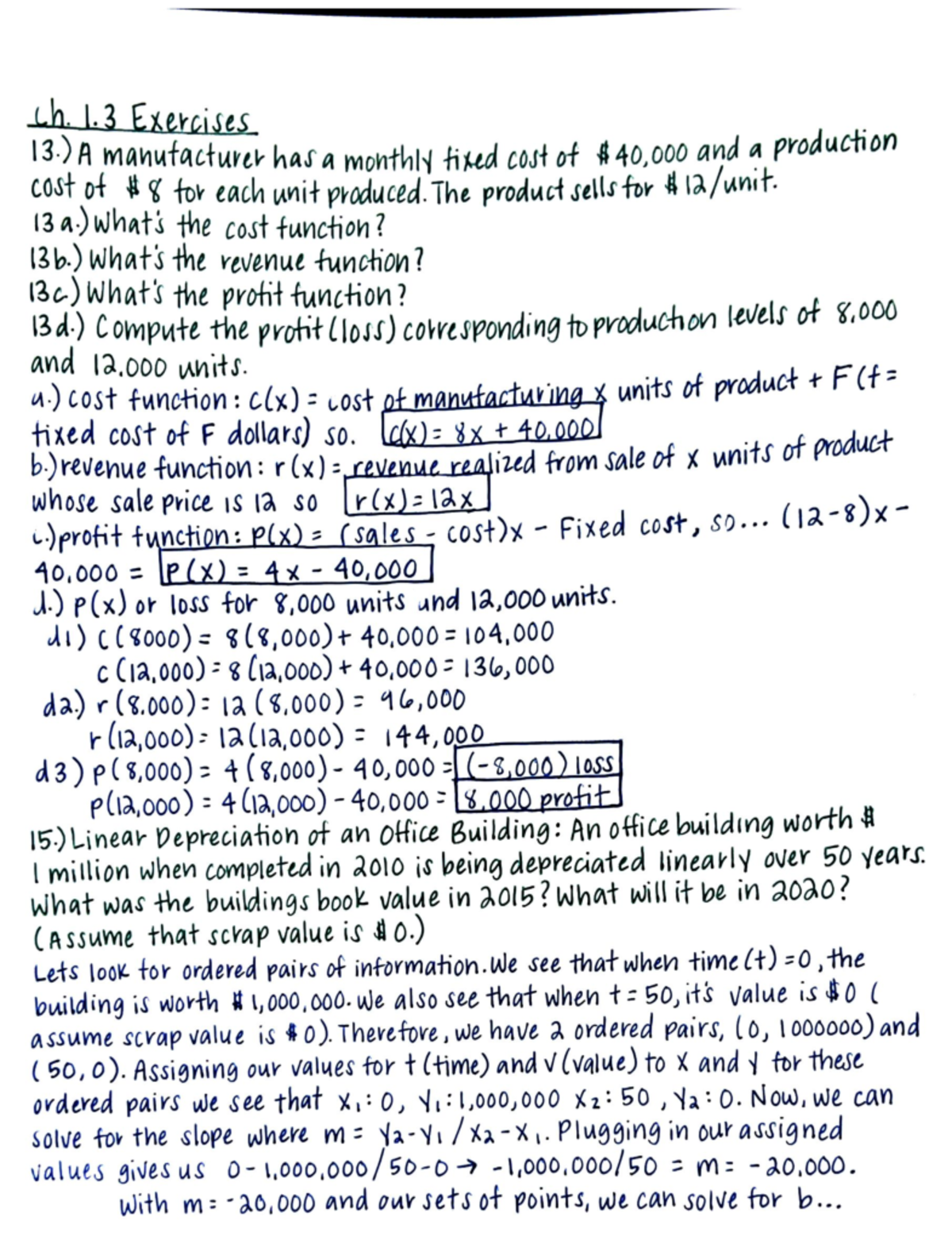 M104 Ch. 1.2 HW - Finite Math Ch. 1.3 (Linear Functions and ...