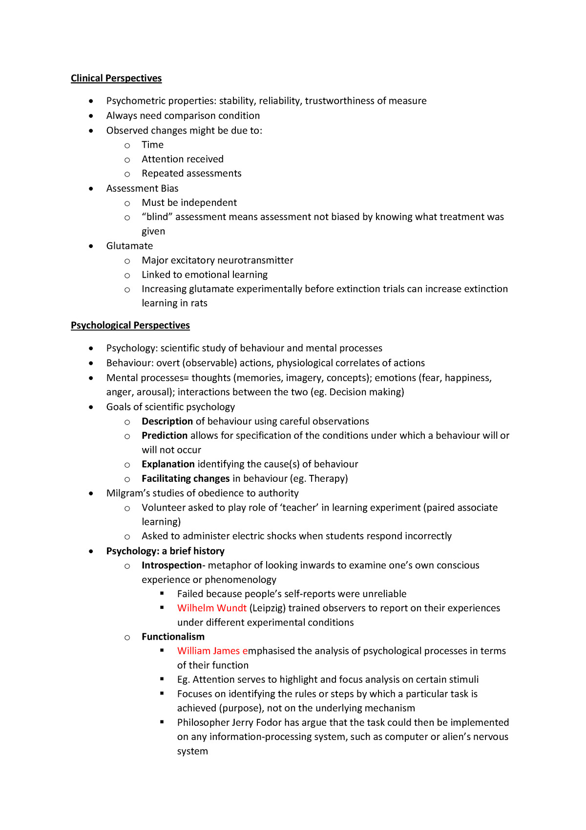 PSYC1001 Notes - Clinical Perspectives Psychometric Properties ...