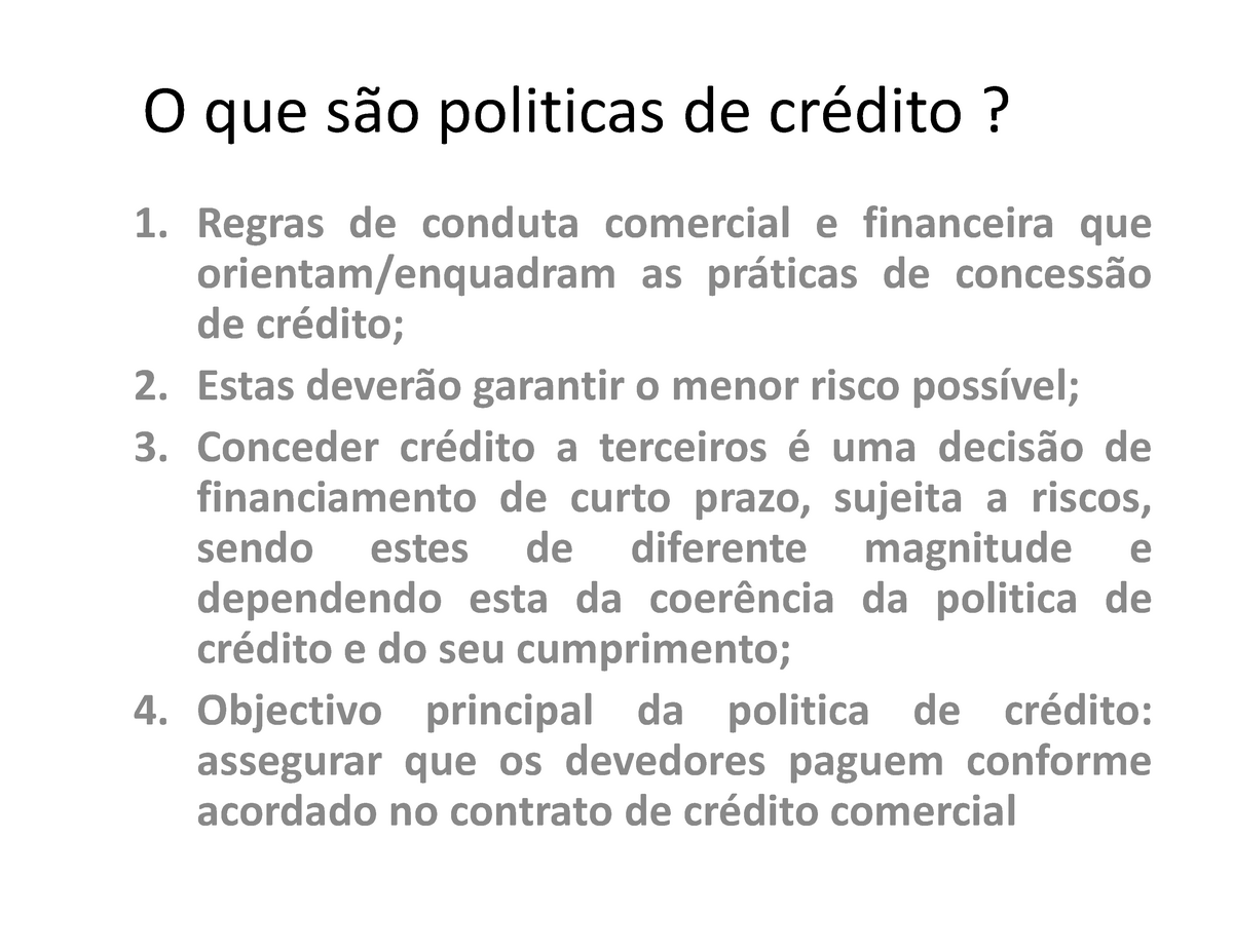 Exemplo De Politica De Credito E Cobrança De Uma Empresa