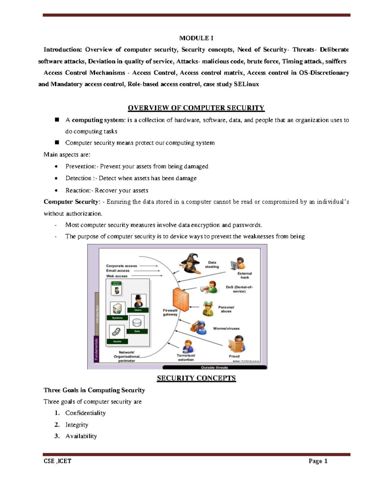 MOD1 - LECTURE NOTES - MODULE I Introduction: Overview of computer ...