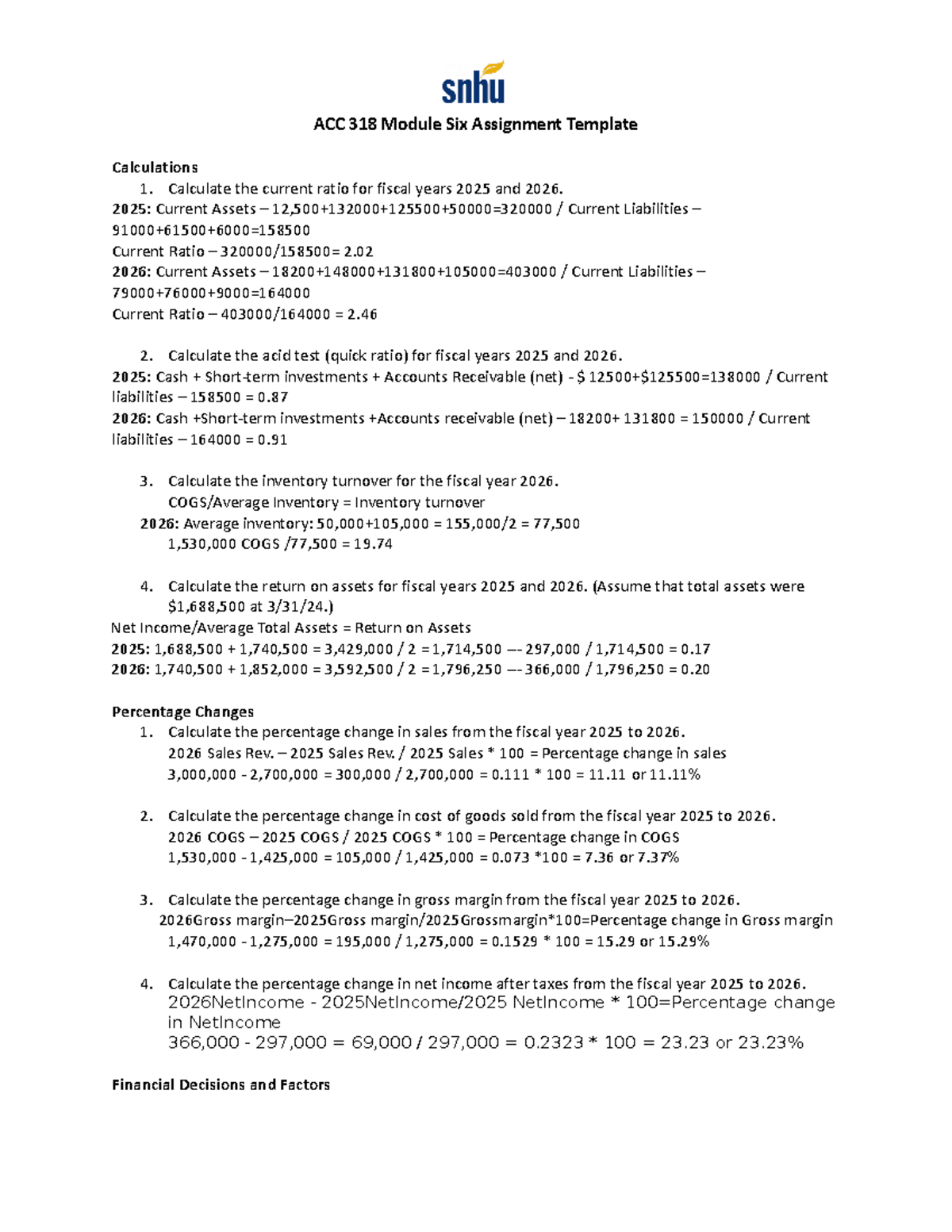 ACC 318 Module Six Assignment Late Late - ACC 318 Module Six Assignment ...