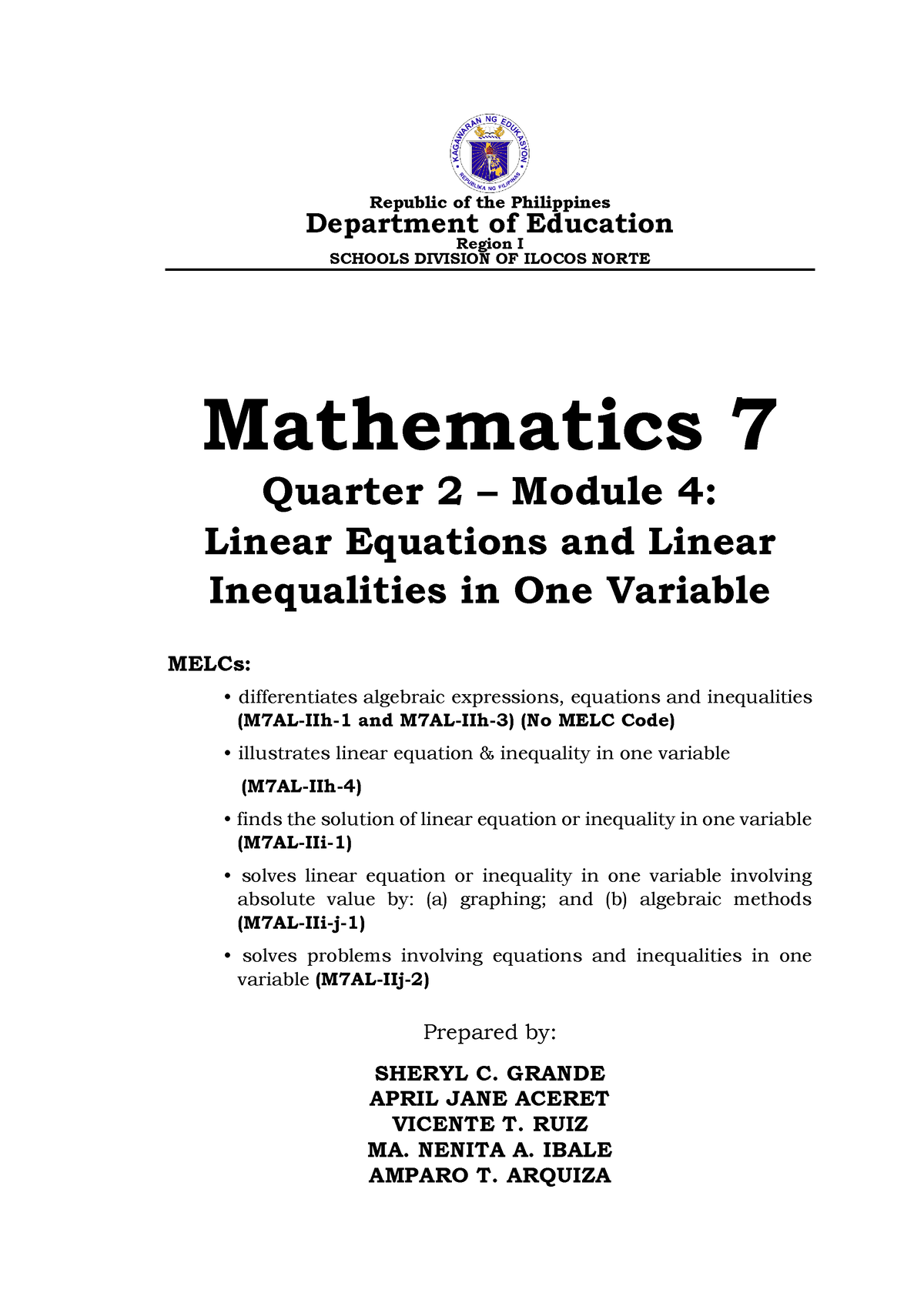 Math-7-Q2-Mod4-Week7to9-MELC012to16-Module 4- Grande - Studocu