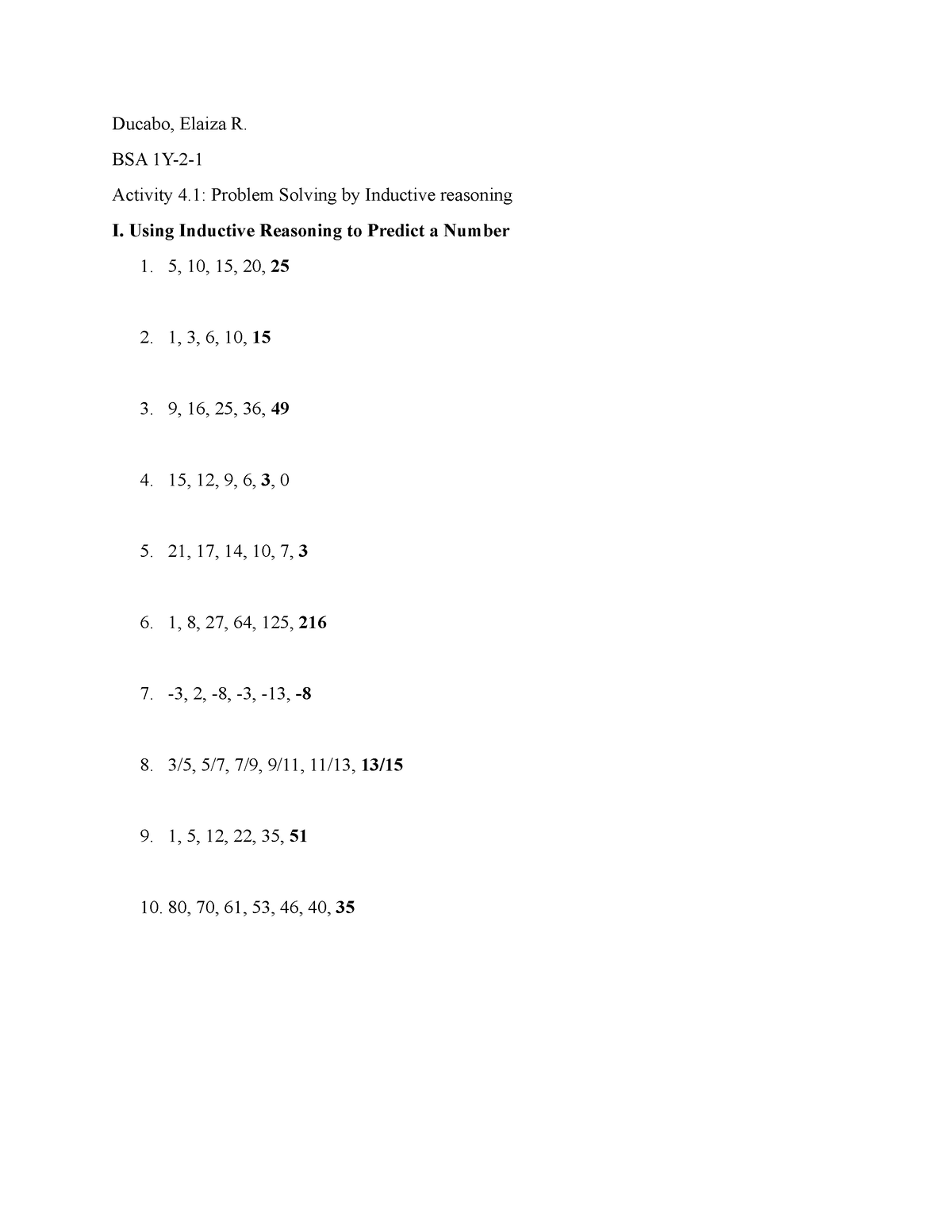 Activit 4.1 Problem Solving By Inductive Reasoning - Ducabo, Elaiza R ...