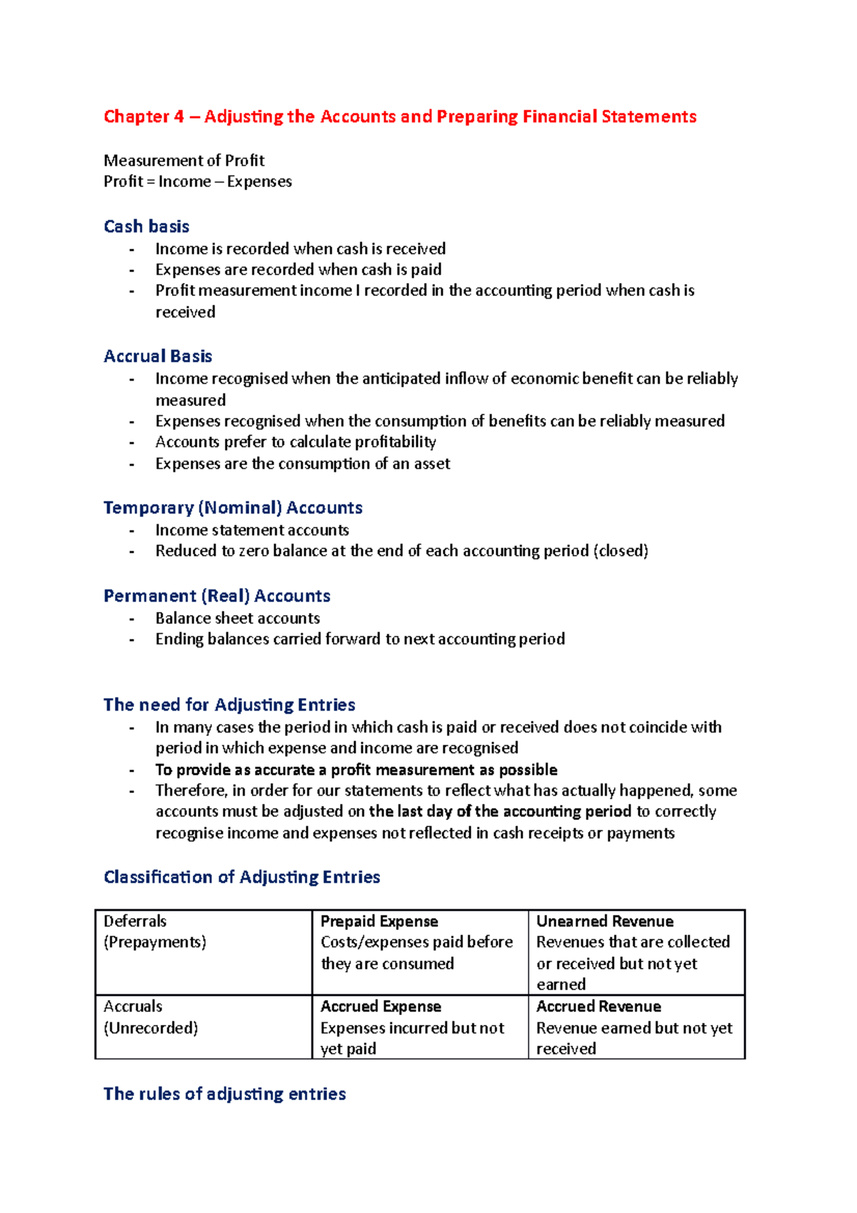 Chapter 4 Adjusting The Accounts And Preparing Financial Statements
