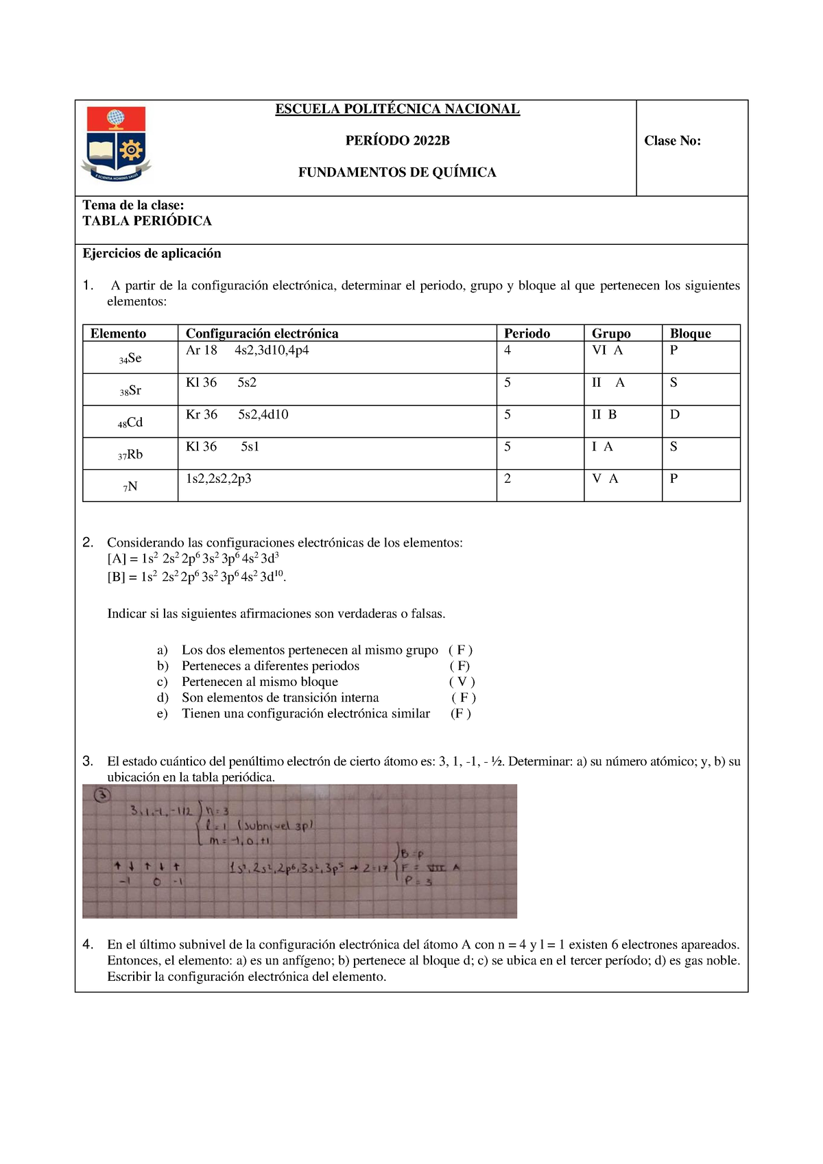 Unidad 2. Tabla Periódica Ejercicios - ESCUELA POLITÉCNICA NACIONAL ...