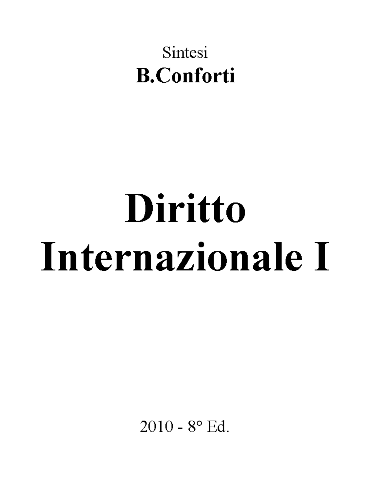 Riassunti Di Diritto Internazionale - Sintesi B Diritto Internazionale ...