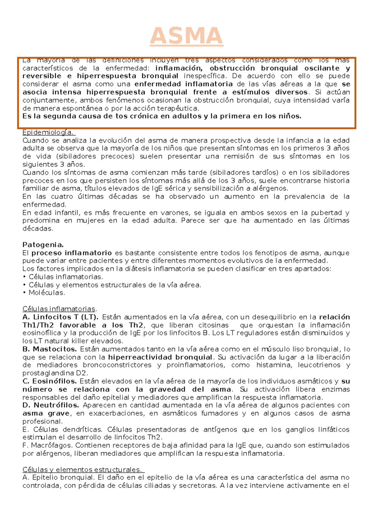 ASMA - Apunte de Asma. Diferentes fuentes. CTO Farreras Clases - ASMA ...