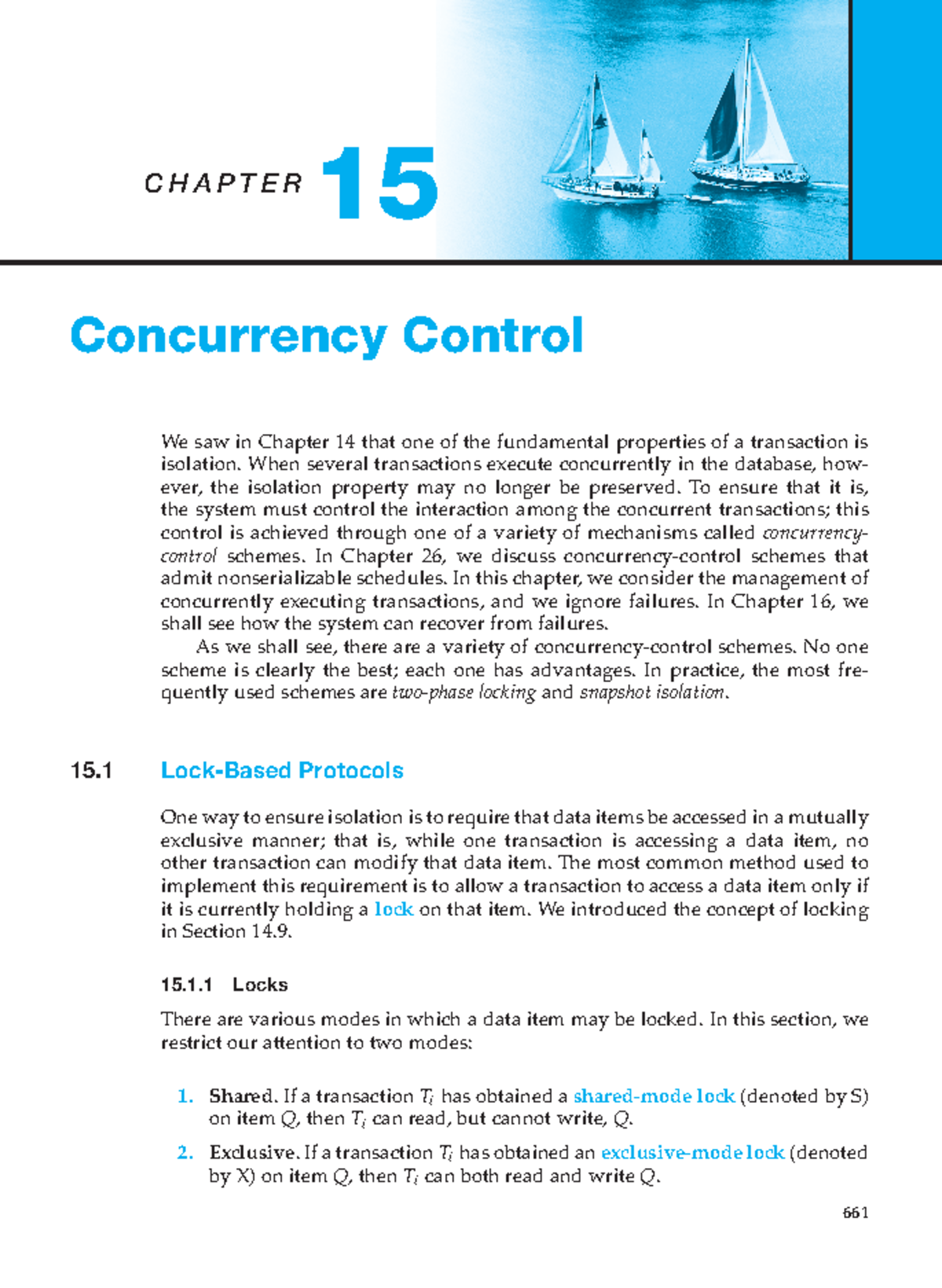 Chapter 15 Concurrency Control - CHAPTER 15 Concurrency Control We Saw ...