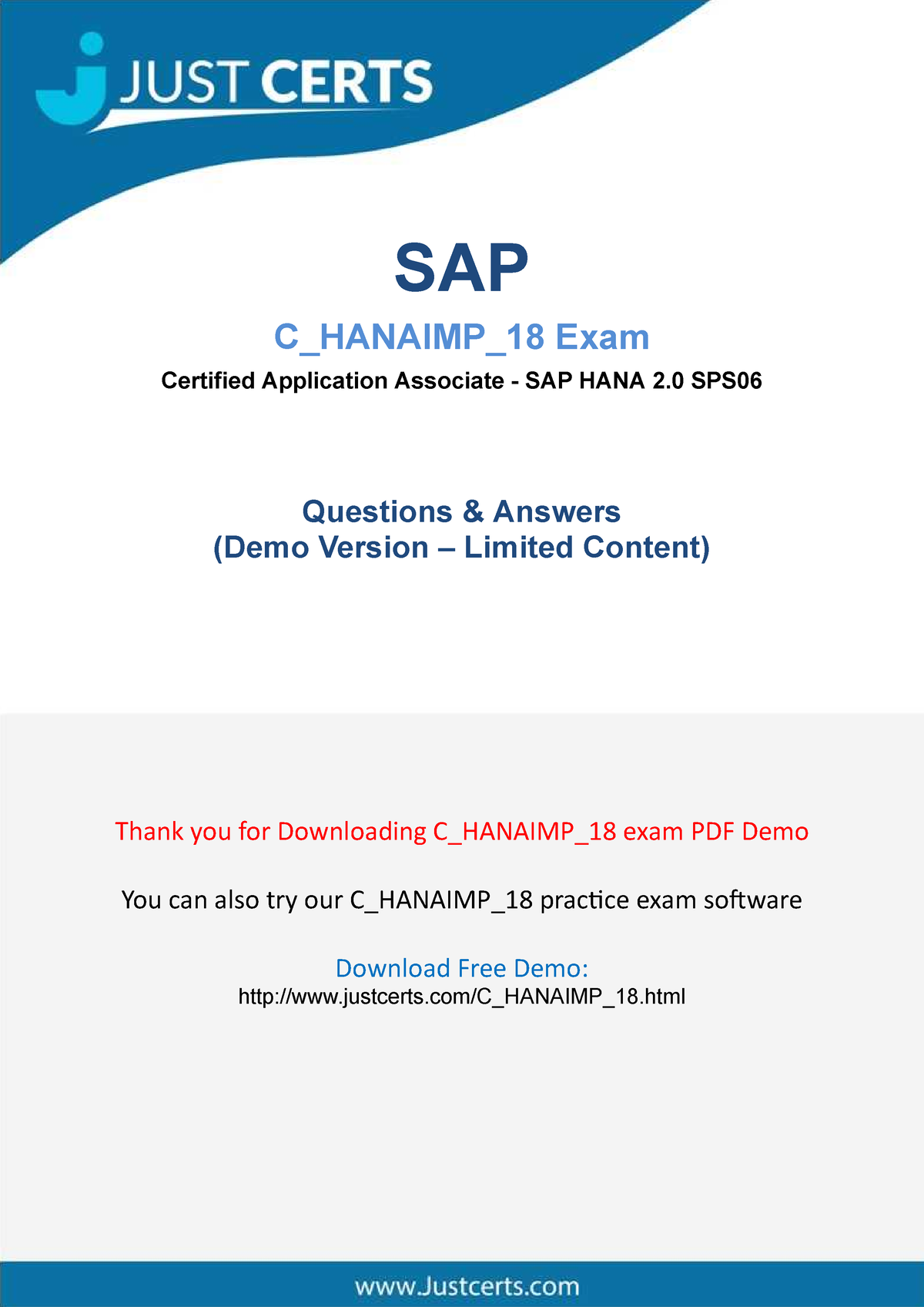 C Hanaimp 18-demo - exam - SAP C_HANAIMP_18 Exam Certified Application  Associate - SAP HANA 2 SPS - Sns-Brigh10