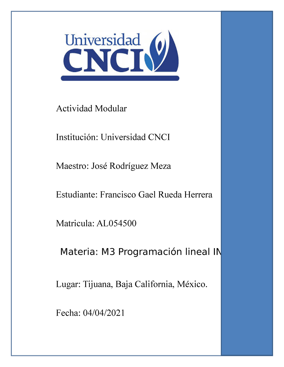 Proyecto Modular - Programación Lineal - Actividad Modular Institución ...