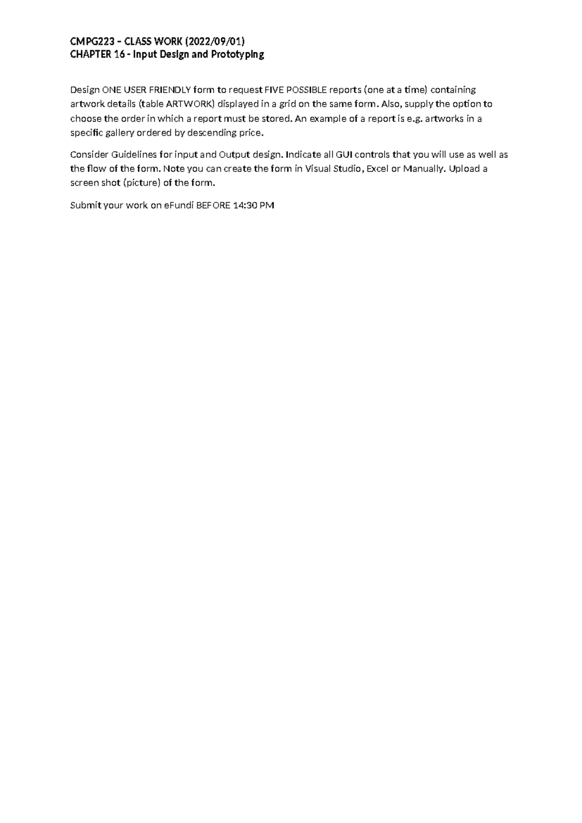Input Design and Prototyping Class Work - CMPG223 – CLASS WORK (2022/09 ...