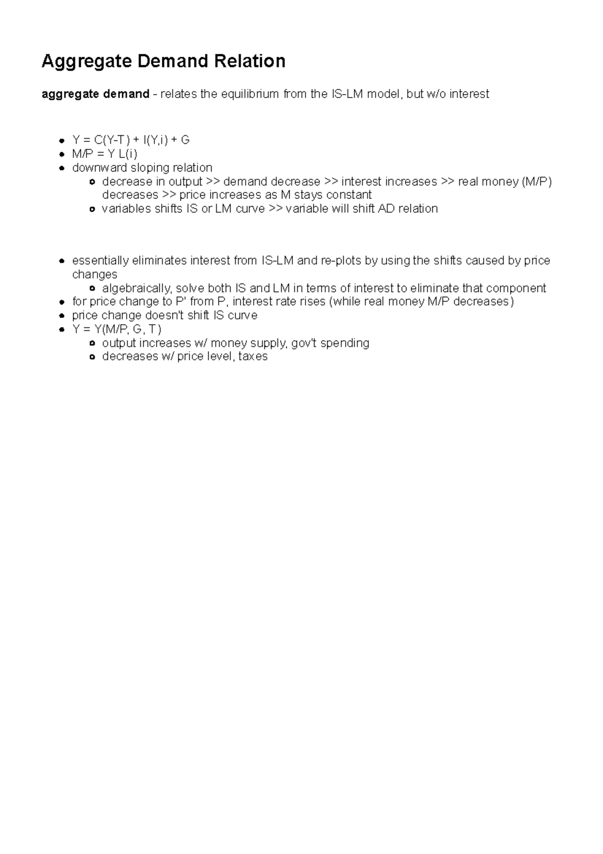 Aggregate Demand Relation - Macro Economics - Aggregate Demand Relation ...