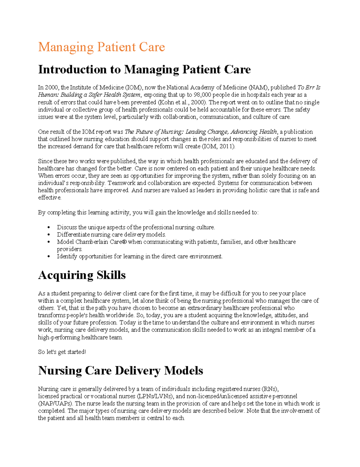 Edapt- Managing Patient Care - Managing Patient Care Introduction To ...