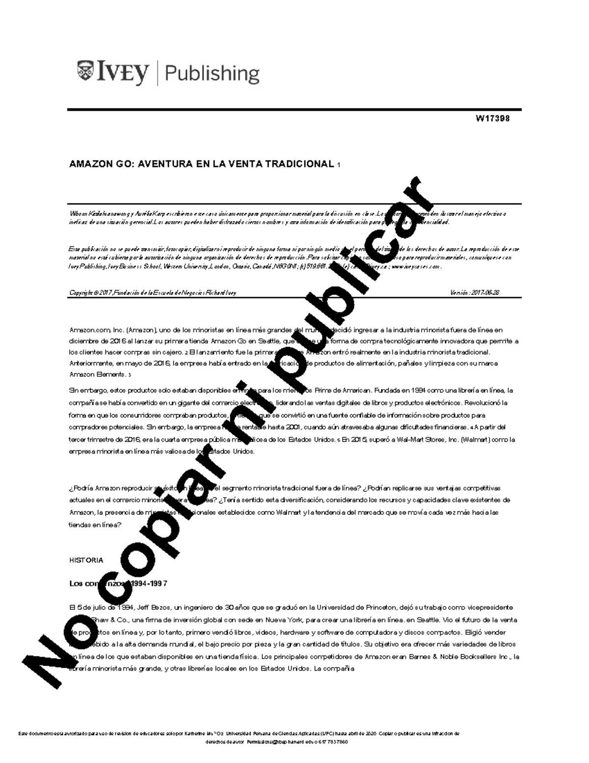 Caso Amazon Go Caso W AMAZON GO AVENTURA EN LA VENTA TRADICIONAL