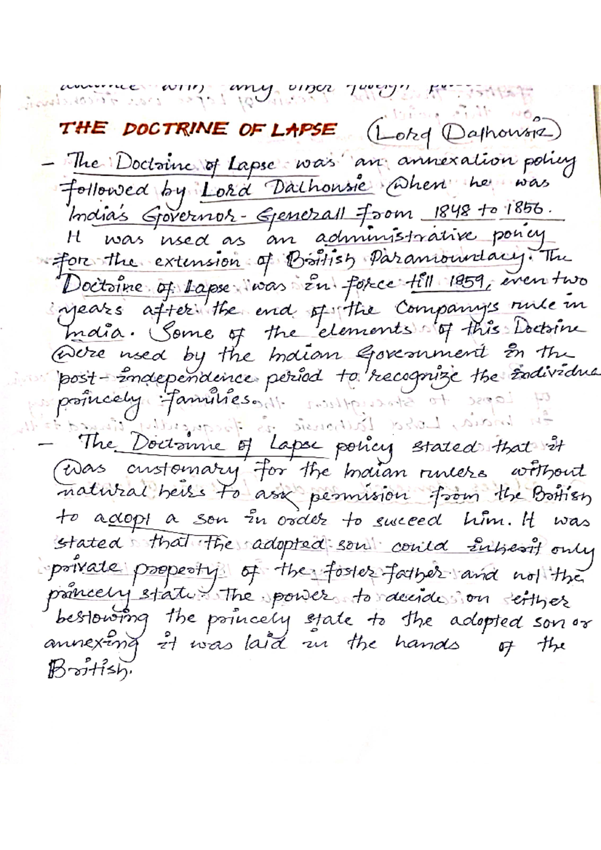 Ango Maratha War - Handwritten notes - win any vinger THE DOCTRINE OF ...
