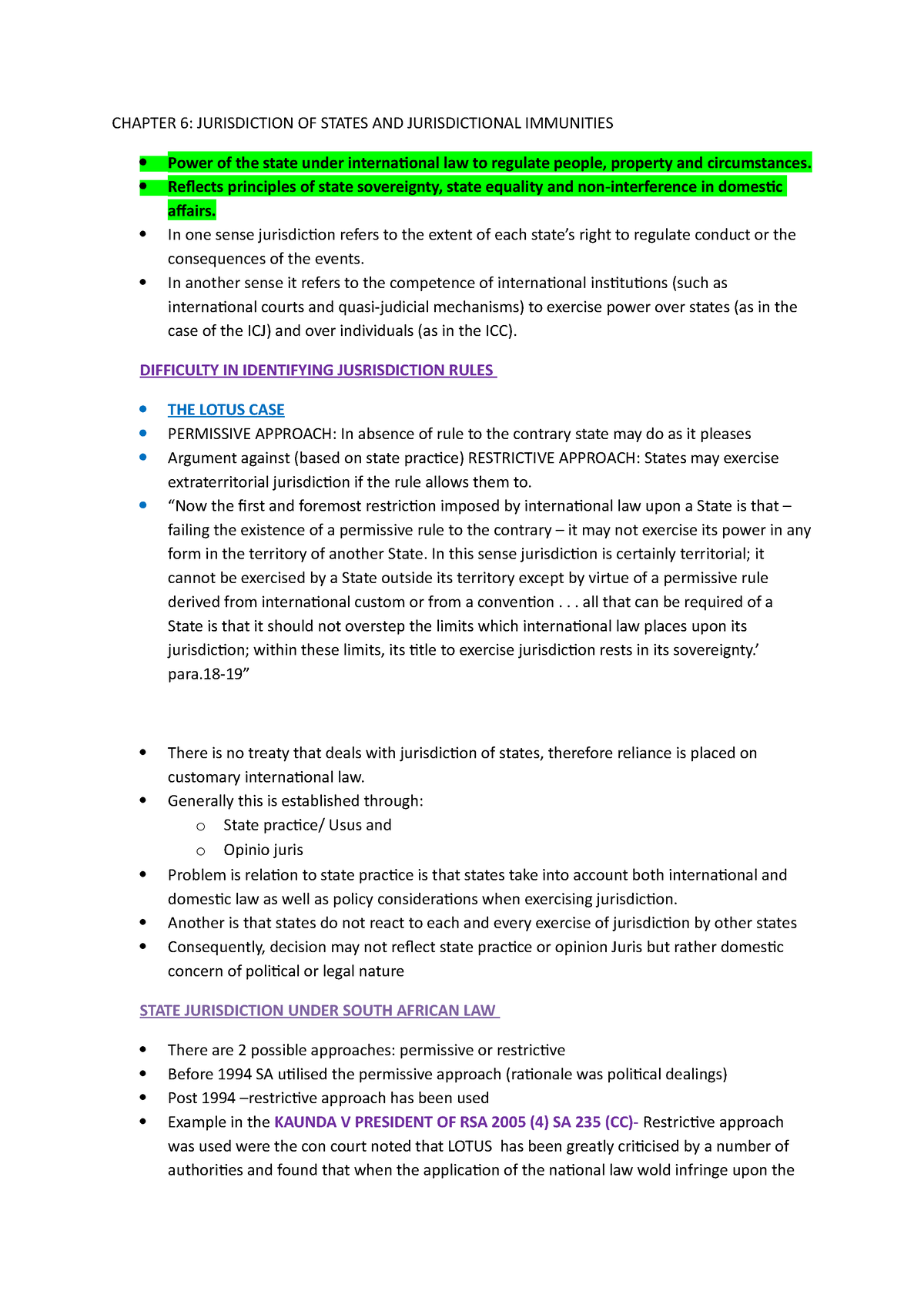 Chapter 6 Jurisdiction Of States And Jurisdictional Immunities ...