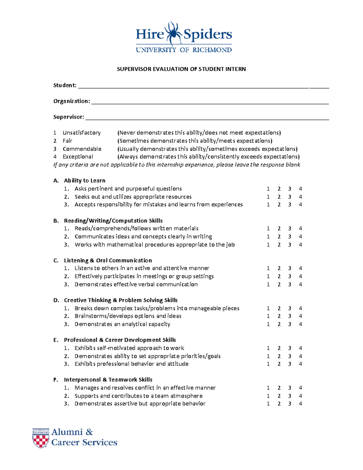 Sample-evaluations - for study - SUPERVISOR EVALUATION OF STUDENT ...