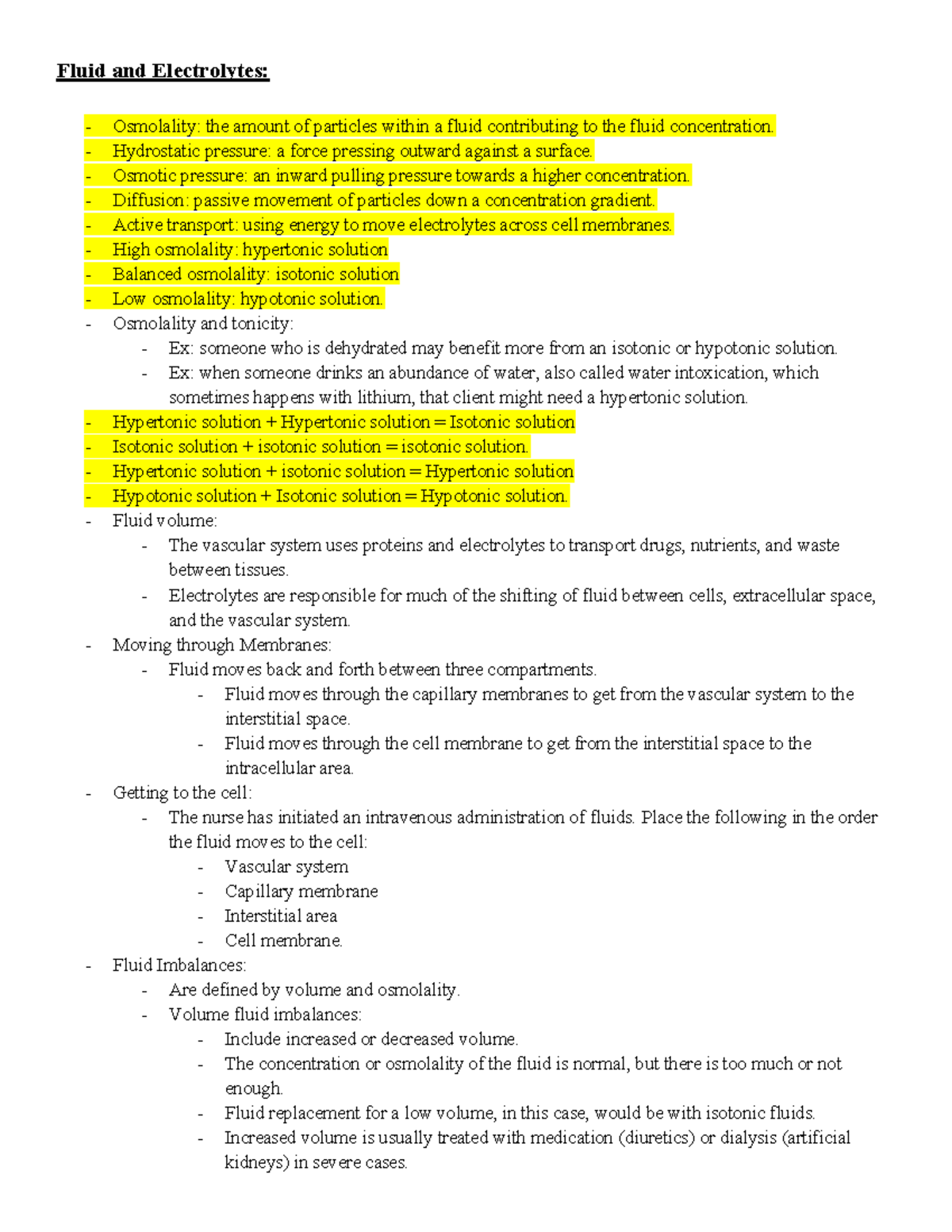 Edapt Week 3- Fluids & Electrolytes- PDF - Fluid And Electrolytes ...