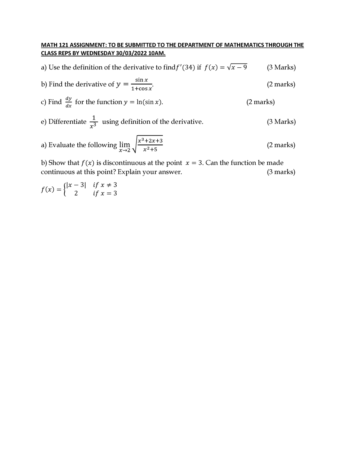 maths 512 assignment