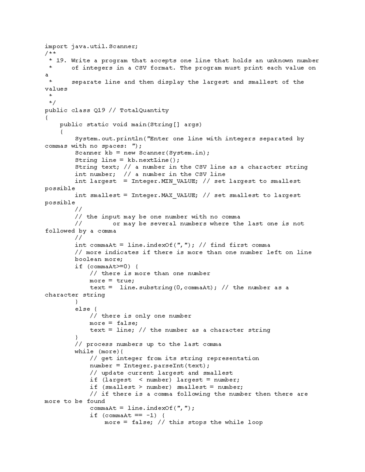Exam 12 April 2018, questions and answers - import java.util; /** * 19 ...
