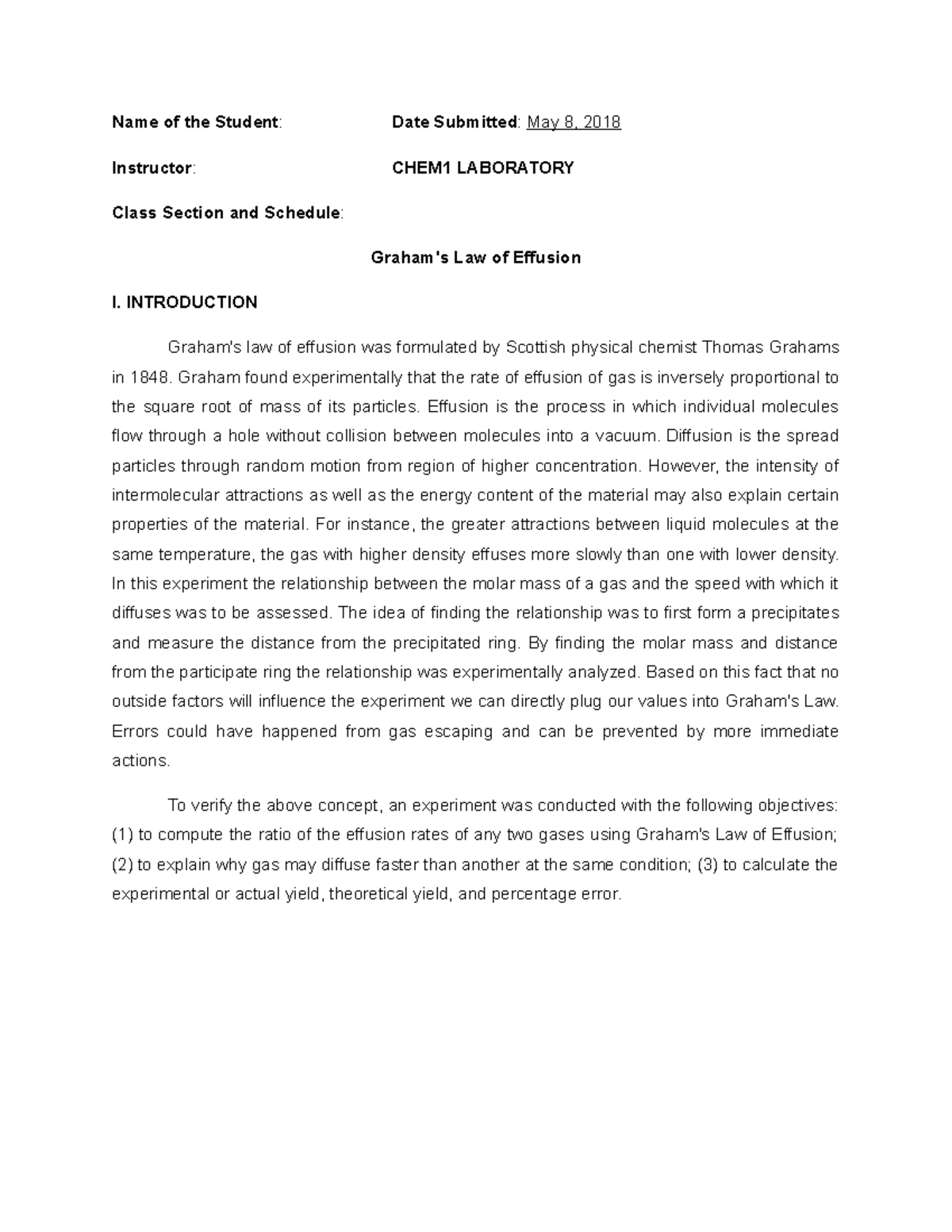 Graham's Law of Effusion - BS in Nursing - Studocu