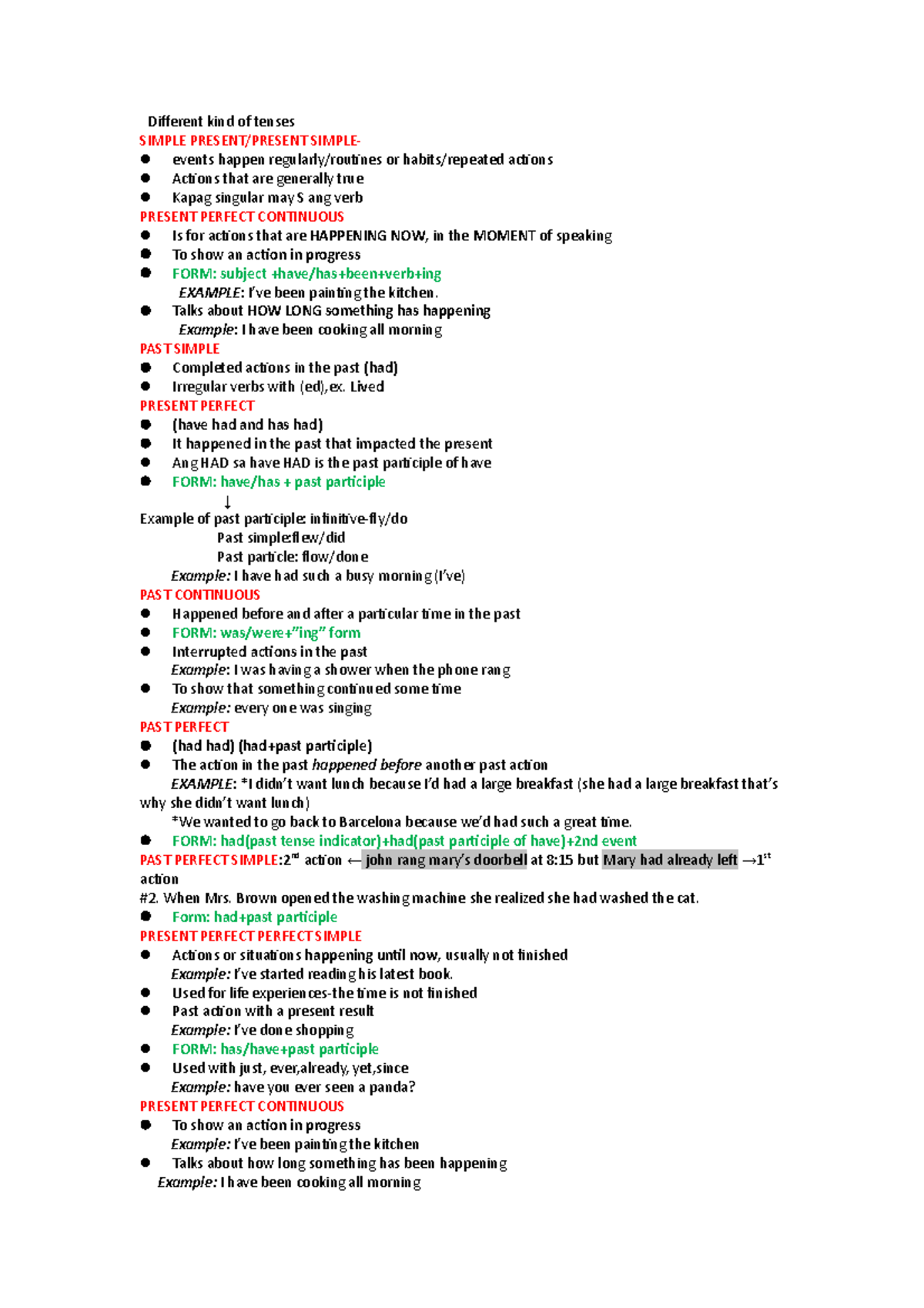 Different kind of tenses - Copy - Diferent kind of tenses SIMPLE ...