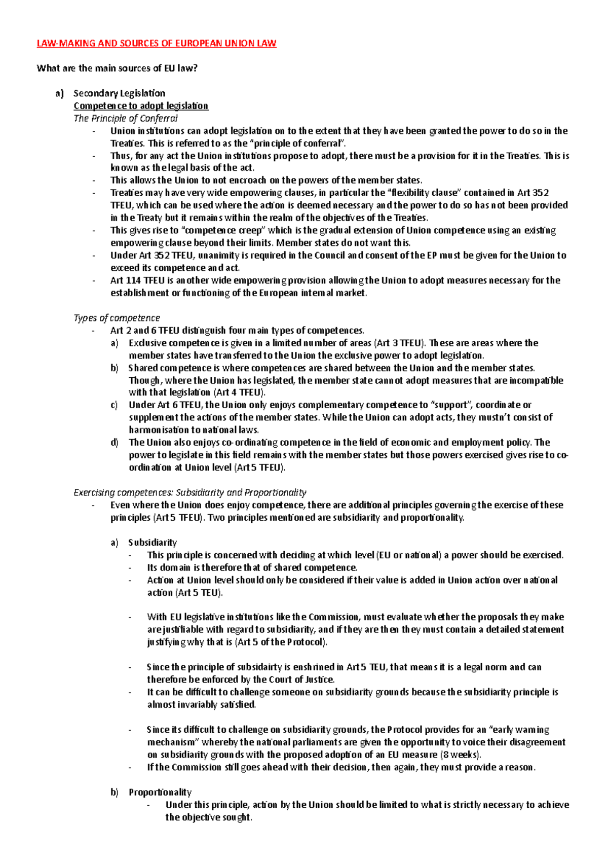 Law Making and the Sources of EU Law - LAW-MAKING AND SOURCES OF ...